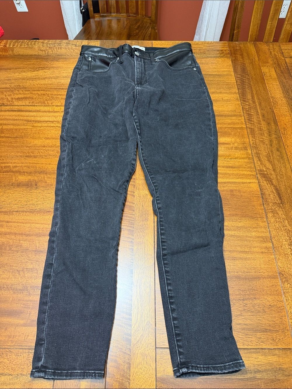 Abercrombie & Fitch Black Jeans with Faux Leather Waistband